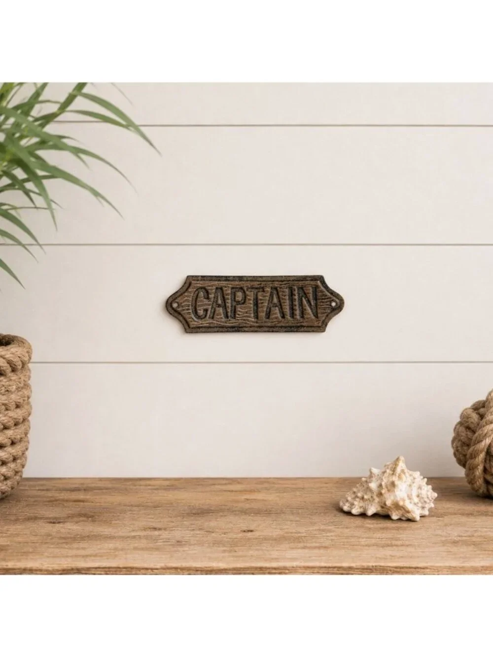 Vintage Cast Iron Captain Sign Nautical Wall Plaque Rustic Decor